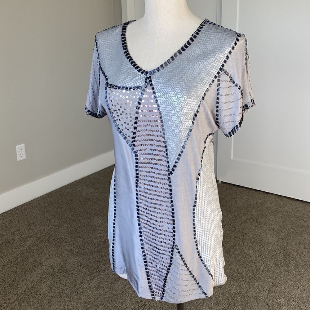 Vneck Beaded/ Sequin Top  